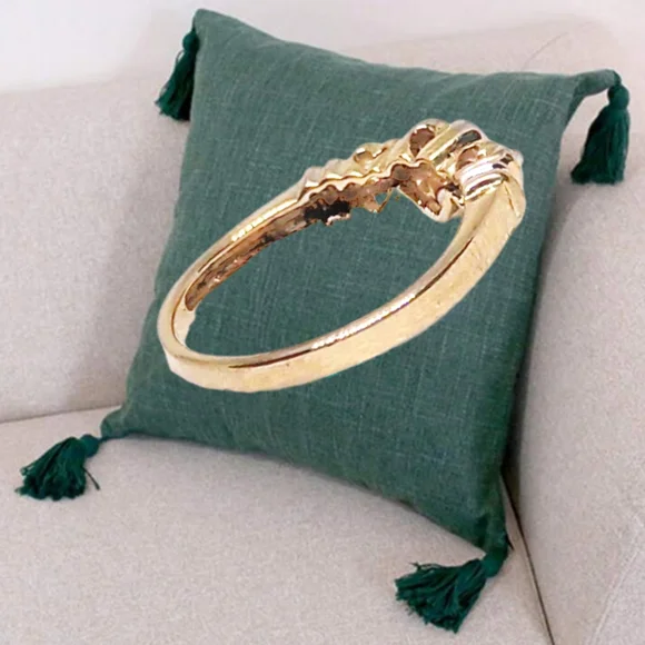 10k Gold Ring with 3 Hearts & Natural Diamonds